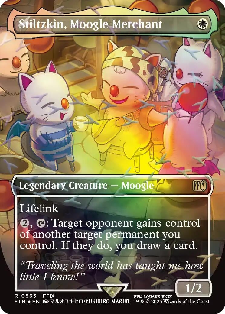 Image for Stiltzkin, Moogle Merchant (Borderless) (Chocobo Track Foil) (565) (FINAL FANTASY) - Magic: The Gathering