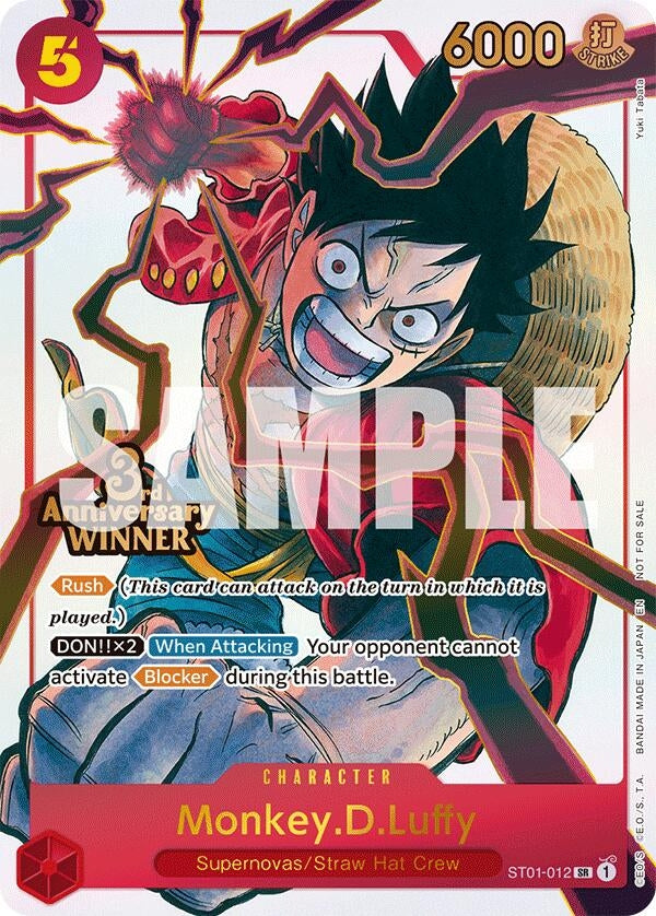 Image for Monkey.D.Luffy - ST01-012 (3rd Anniversary Winner) (ST01-012) - One Piece Card Game