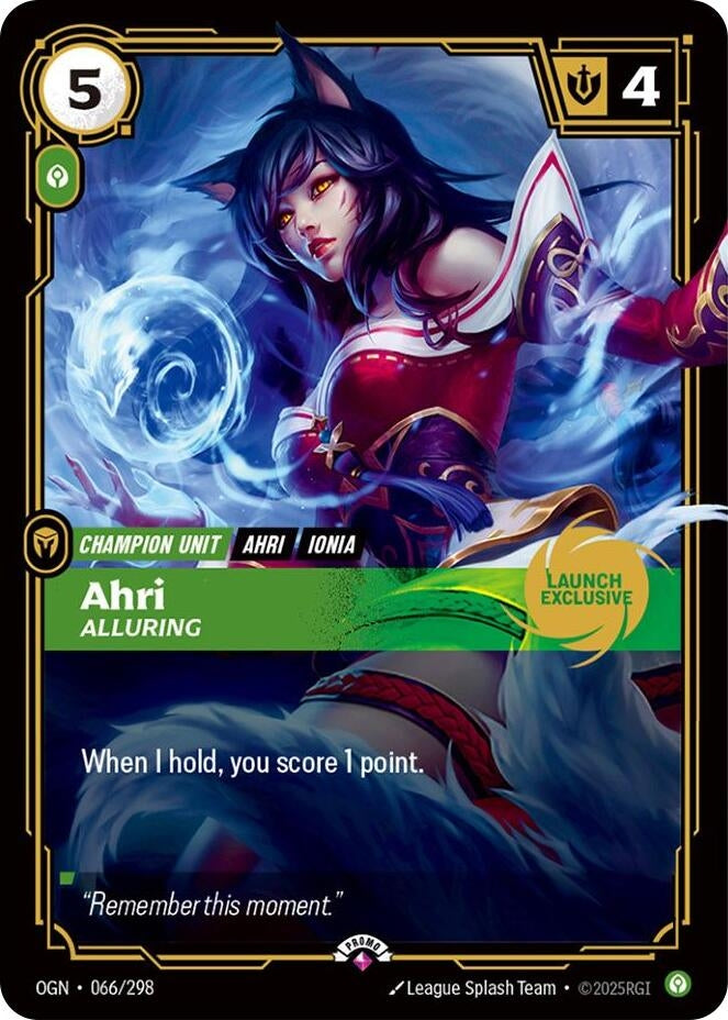 Image for Ahri - Alluring (Launch Exclusive) (066/298) - Riftbound: League of Legends Trading Card Game