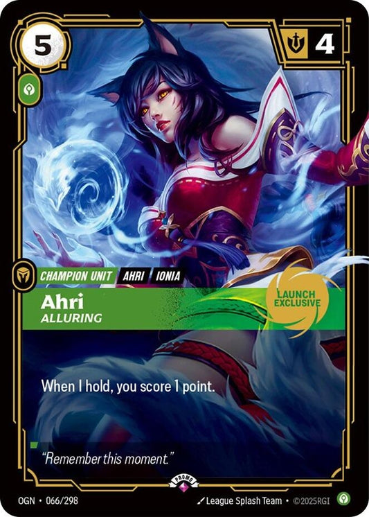 Image for Ahri - Alluring (Launch Exclusive) (066/298) - Riftbound: League of Legends Trading Card Game