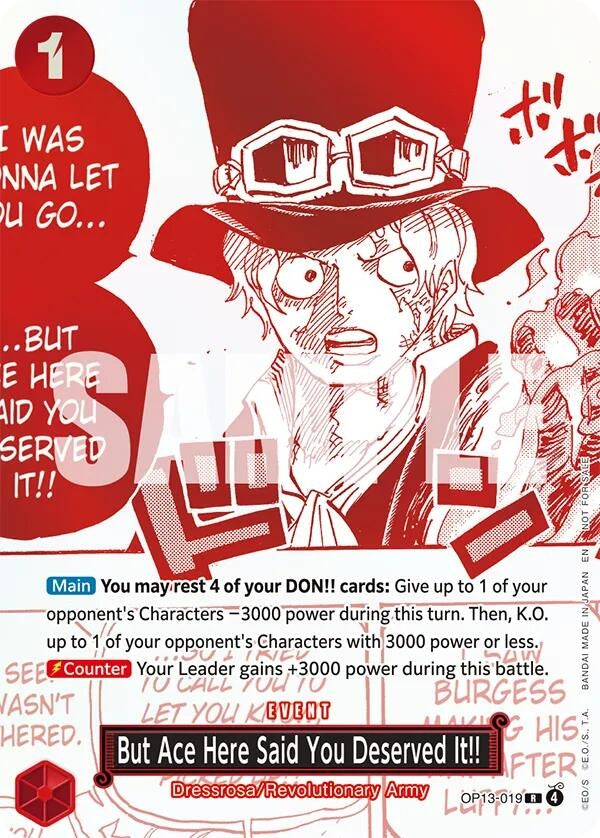 Image for But Ace Here Said You Deserved It!! (3rd Anniversary Treasure Campaign Pack) (OP13-019) - One Piece Card Game