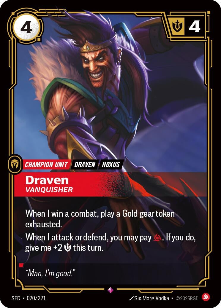 Image for Draven - Vanquisher (020/221) - Riftbound: League of Legends Trading Card Game