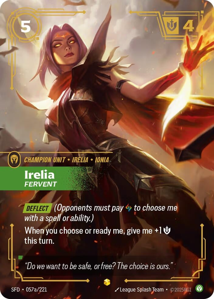 Image for Irelia - Fervent (Alternate Art) (057a/221) - Riftbound: League of Legends Trading Card Game