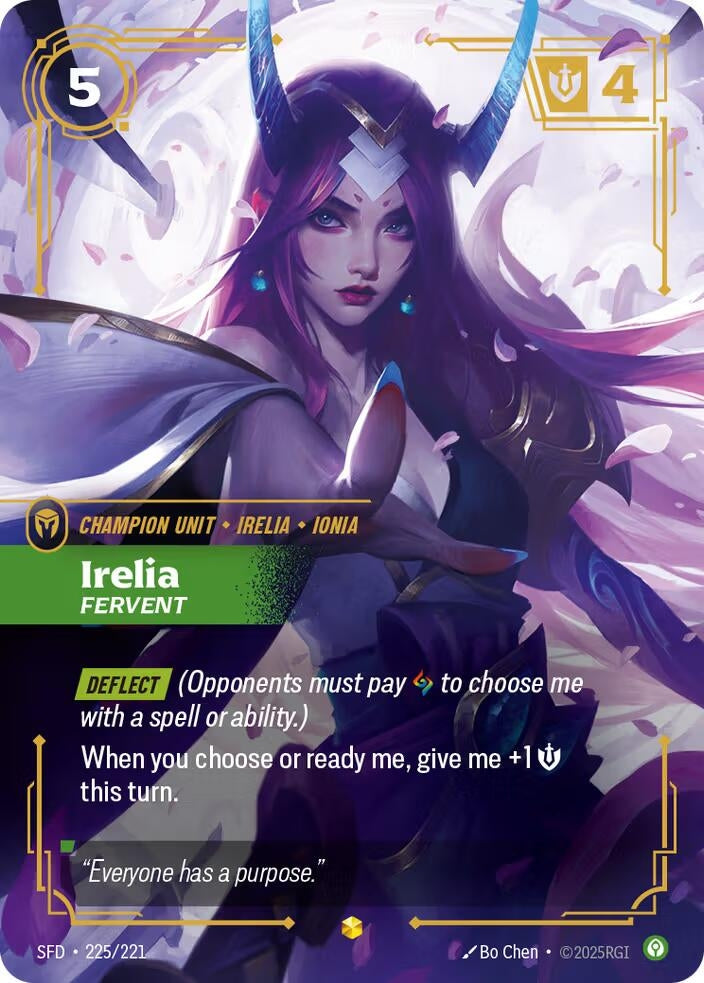 Image for Irelia - Fervent (Overnumbered) (225/221) - Riftbound: League of Legends Trading Card Game