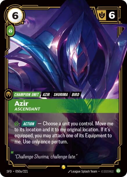 Image for Azir - Ascendant (Alternate Art) (050a/221) - Riftbound: League of Legends Trading Card Game