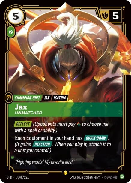 Image for Jax - Unmatched (Alternate Art) (054a/221) - Riftbound: League of Legends Trading Card Game