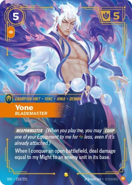Image for Yone - Blademaster (Overnumbered) (233/221) - Riftbound: League of Legends Trading Card Game