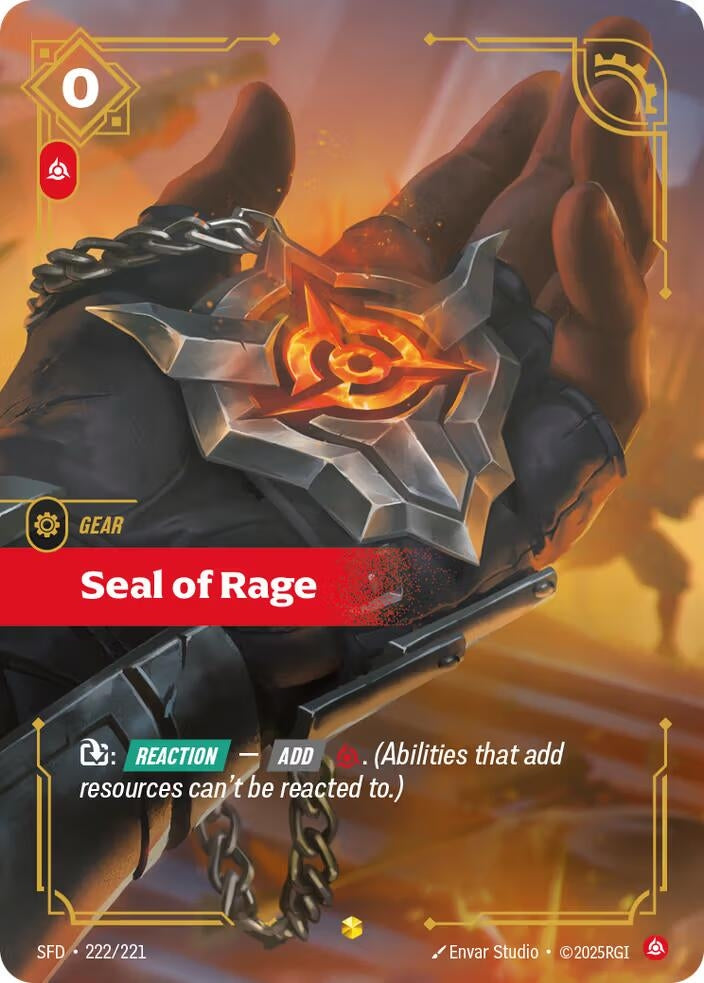 Image for Seal of Rage (Overnumbered) (222/221) - Riftbound: League of Legends Trading Card Game