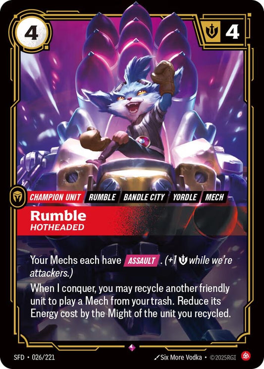 Image for Rumble - Hotheaded (026/221) - Riftbound: League of Legends Trading Card Game