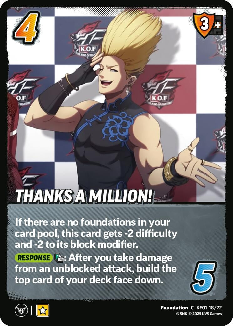 Image for Thanks a Million! (KF01 18/22) (Challenger Series: The King of Fighters XV) - UniVersus
