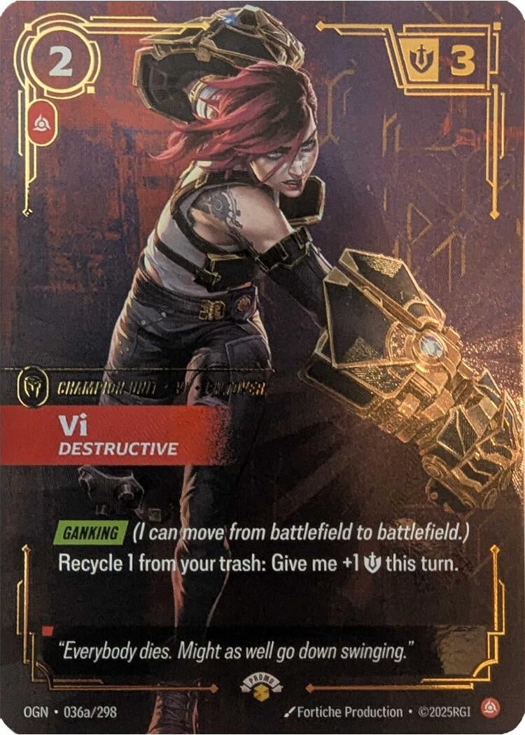 Image for Vi - Destructive (036a/298) (Riftbound Promotional Cards) - Riftbound: League of Legends Trading Card Game