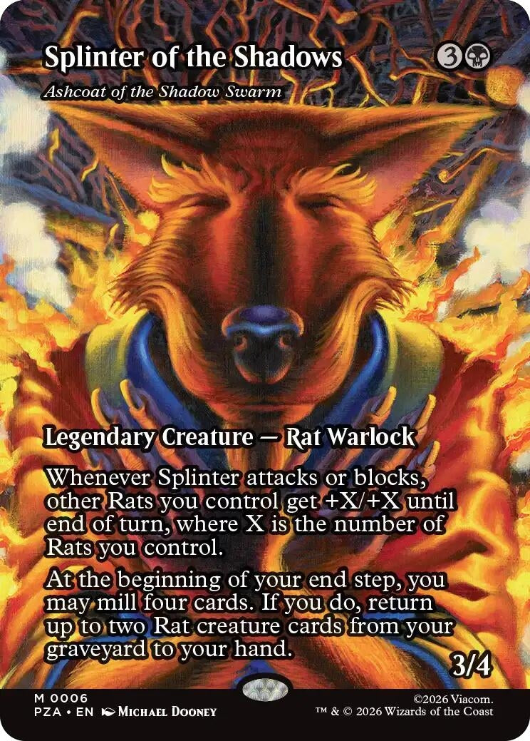 Image for Splinter of the Shadows - Ashcoat of the Shadow Swarm (Borderless) (6) (Teenage Mutant Ninja Turtles Source Material) - Magic: The Gathering