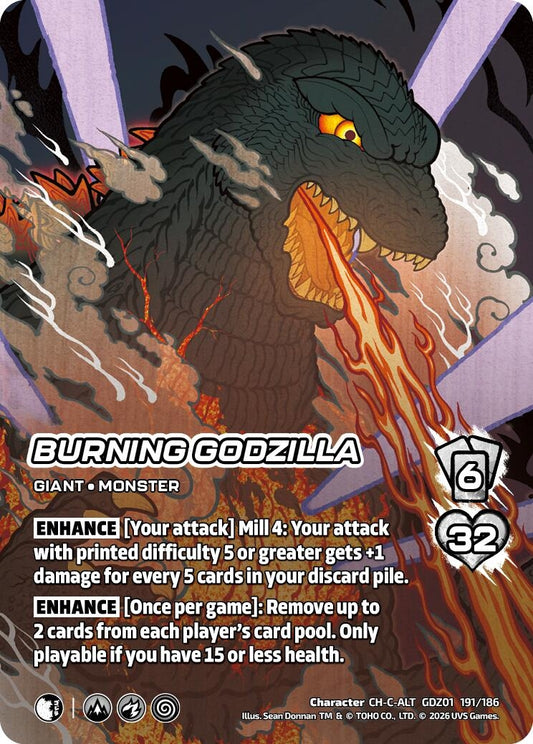 Image for Burning Godzilla (Alternate Art) (GDZ01 191/186) (Godzilla: Reign of Kaiju) - UniVersus