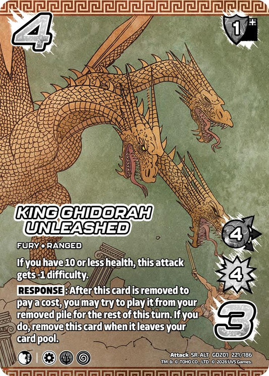 Image for King Ghidorah Unleashed (Alternate Art) (GDZ01 221/186) (Godzilla: Reign of Kaiju) - UniVersus