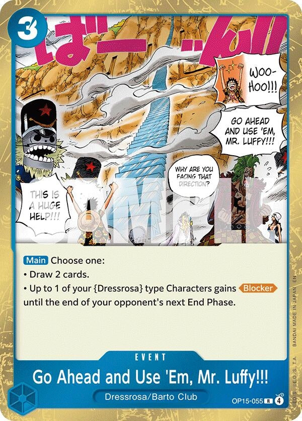 Image for Go Ahead and Use 'Em, Mr. Luffy!!! (OP15-055) (Adventure on Kami's Island) - One Piece Card Game
