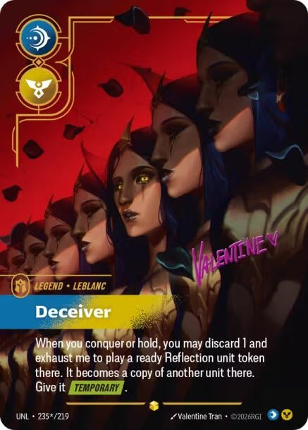 Image for LeBlanc - Deceiver (Signature) (235*/219) (Unleashed) - Riftbound: League of Legends Trading Card Game