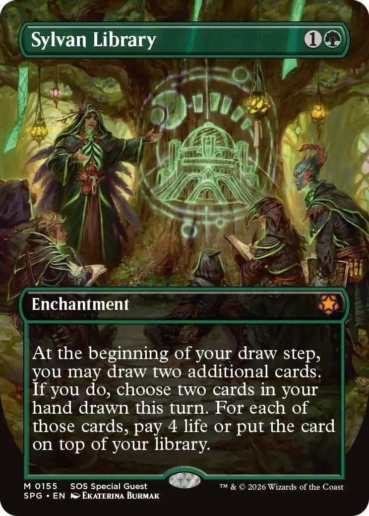 Image for Sylvan Library (Borderless) (155) (Special Guests) (SPG) - Magic: The Gathering