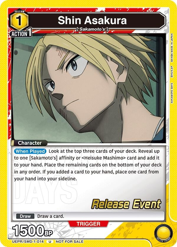 Image for Shin Asakura (014) (UE19BT/SMD-1-014) (UE19BT: SAKAMOTO DAYS Release Event Cards) (UE19BT_RE) - Union Arena