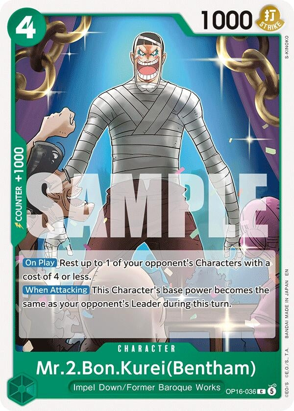 Image for Mr.2.Bon.Kurei(Bentham) (036) (OP16-036) (The Time of Battle) (OP16) - One Piece Card Game