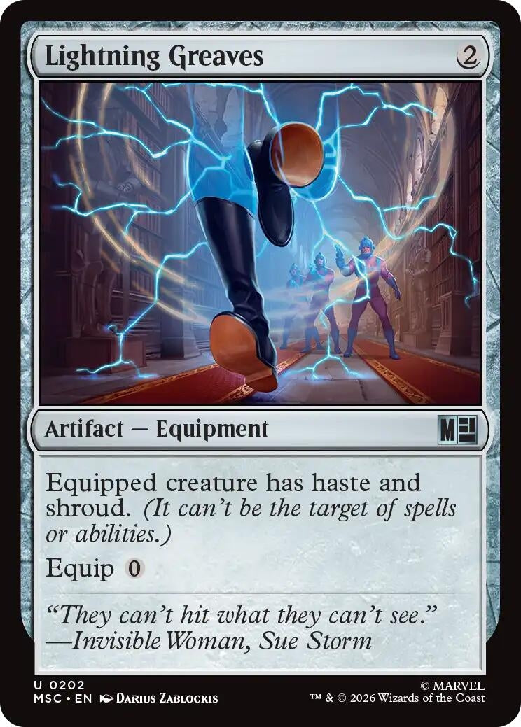 Image for Lightning Greaves (Surge Foil) (202) (Commander: Marvel Super Heroes) - Magic: The Gathering