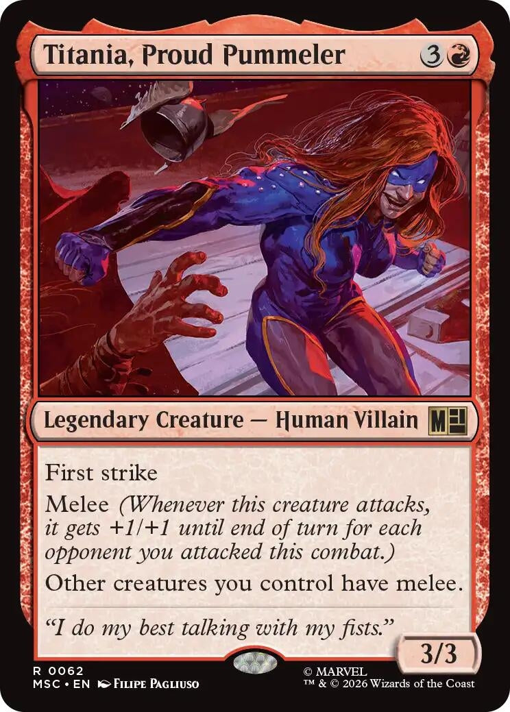 Image for Titania, Proud Pummeler (Surge Foil) (62) (Commander: Marvel Super Heroes) - Magic: The Gathering