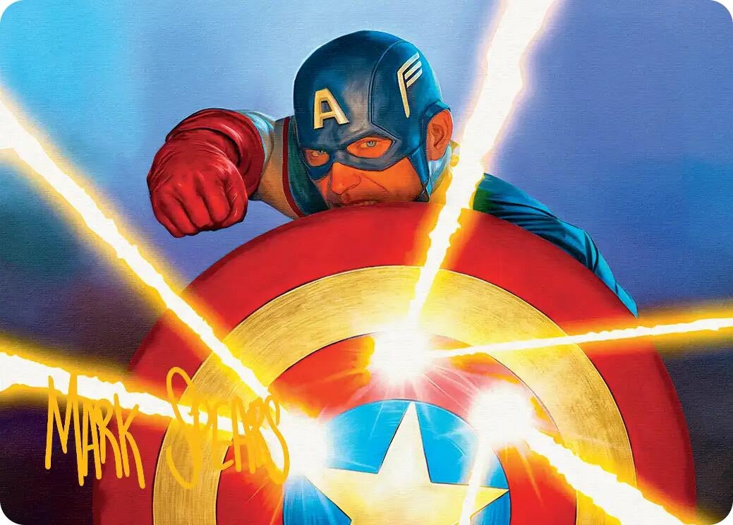 Image for Captain's Defense Art Card (Gold-Stamped Signature) (41) (Art Series: Marvel Super Heroes) - Magic: The Gathering