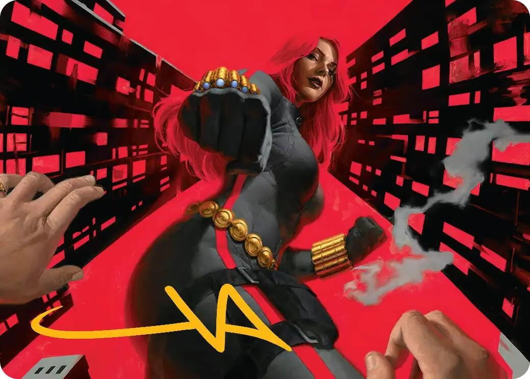 Image for Black Widow, Deadly Hunter Art Card (Gold-Stamped Signature) (42) (Art Series: Marvel Super Heroes) - Magic: The Gathering
