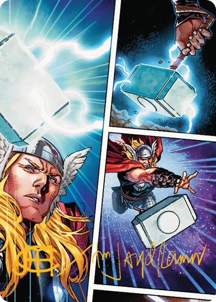 Image for Mjolnir, Hammer of Thor Art Card (Gold-Stamped Signature) (19) (Art Series: Marvel Super Heroes) - Magic: The Gathering