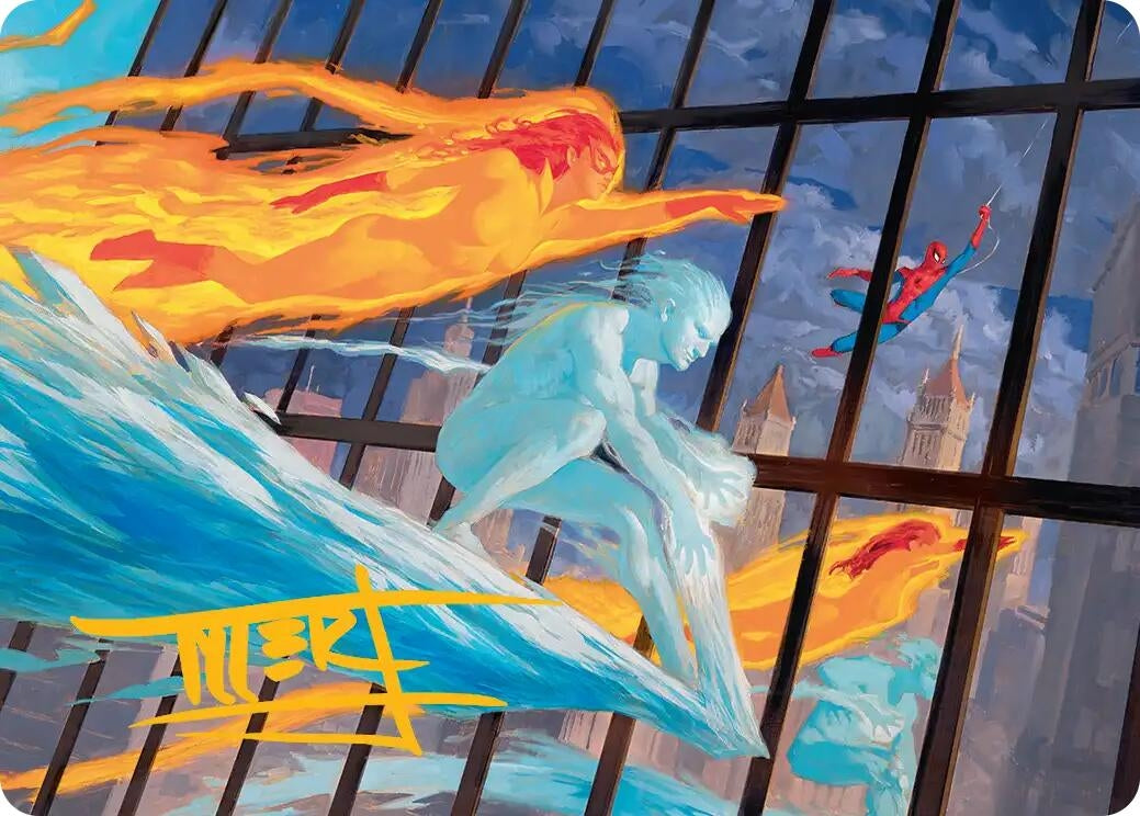 Image for Iceman and Firestar Art Card (Gold-Stamped Signature) (45) (Art Series: Marvel Super Heroes) - Magic: The Gathering
