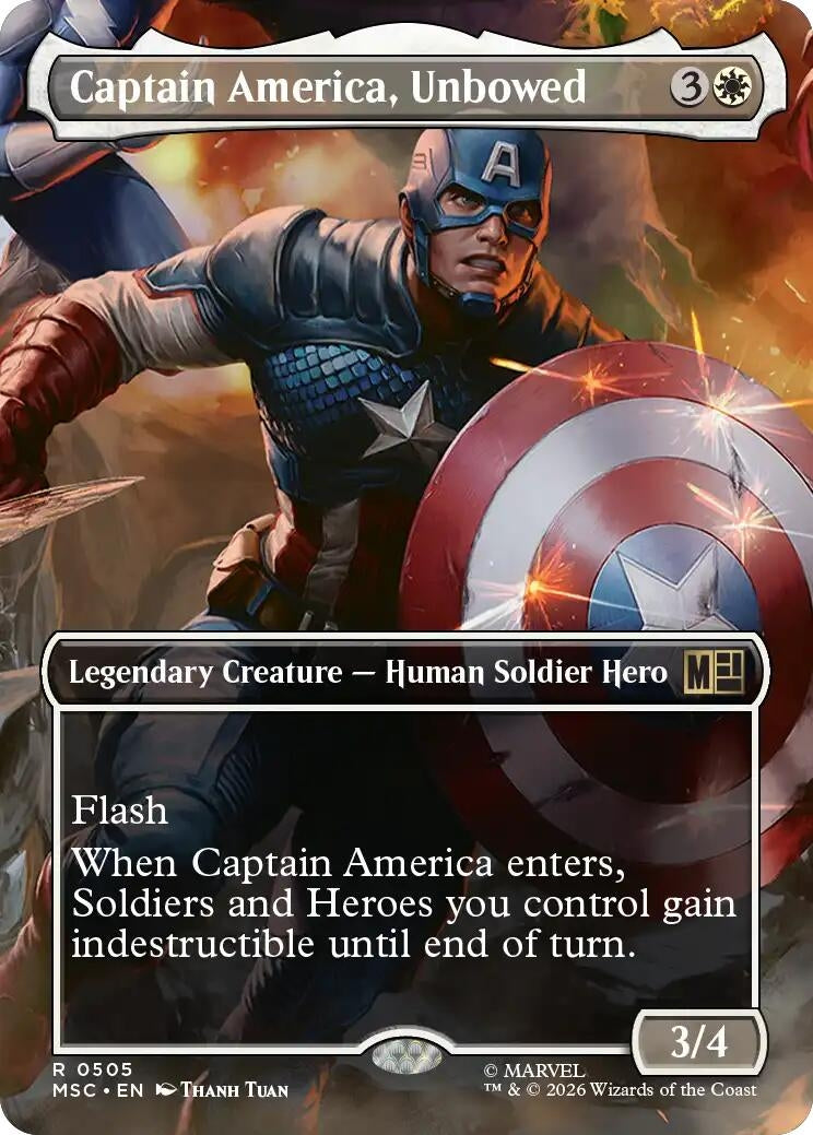 Image for Captain America, Unbowed (Borderless) (505) (Commander: Marvel Super Heroes) (MSC) - Magic: The Gathering