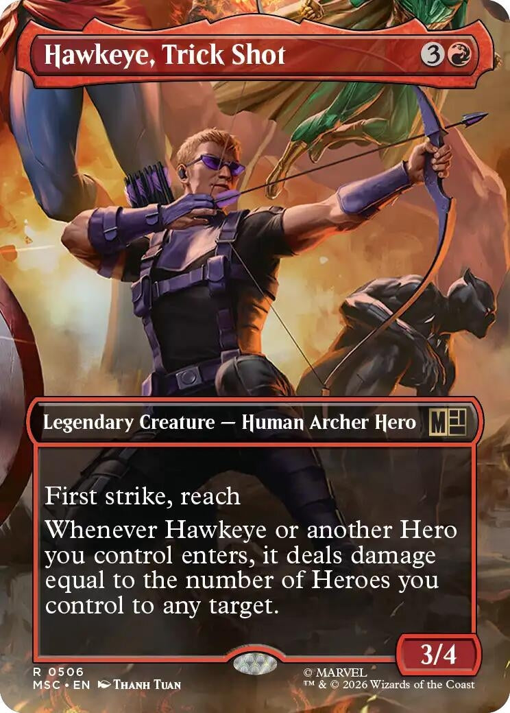 Image for Hawkeye, Trick Shot (Borderless) (506) (Commander: Marvel Super Heroes) (MSC) - Magic: The Gathering