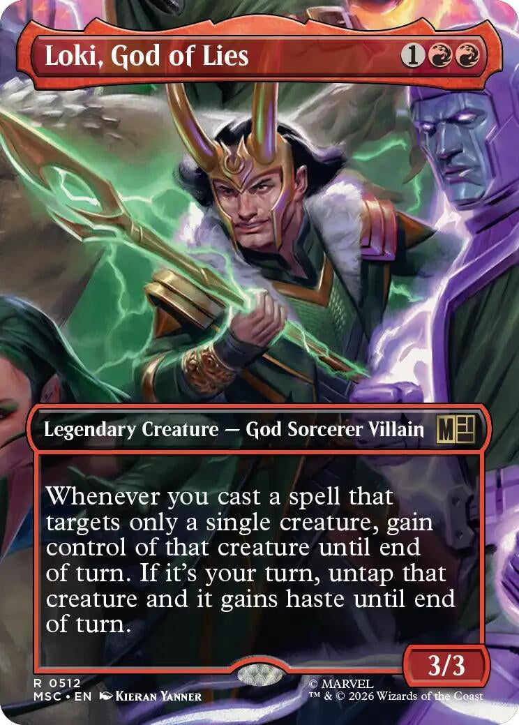 Image for Loki, God of Lies (Borderless) (512) (Commander: Marvel Super Heroes) (MSC) - Magic: The Gathering