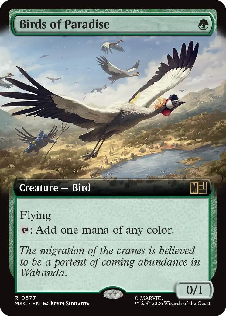 Image for Birds of Paradise (Extended Art) (377) (Commander: Marvel Super Heroes) (MSC) - Magic: The Gathering