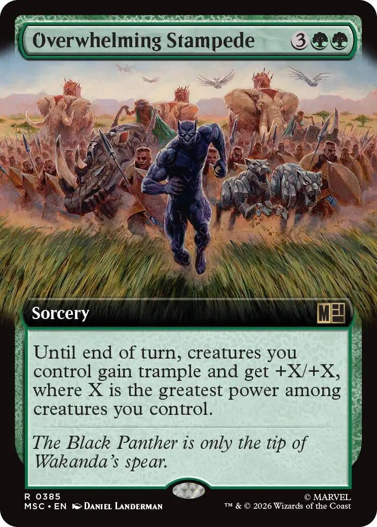Image for Overwhelming Stampede (Extended Art) (385) (Commander: Marvel Super Heroes) (MSC) - Magic: The Gathering