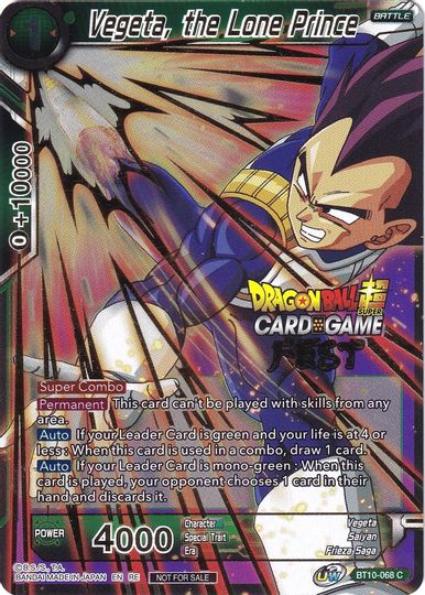 Vegeta, the Lone Prince (Card Game Fest 2022) (BT10-068) [Tournament Promotion Cards] | Red Riot Games CA