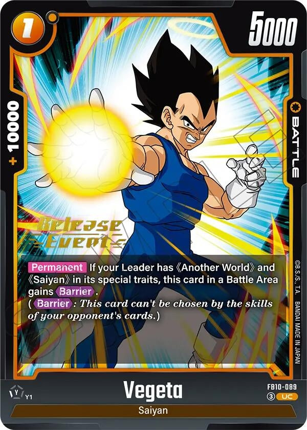 Image for Vegeta - FB10-089 (FB10-089) (Cross Force Release Event Cards) (FB10_PR) - Dragon Ball Super: Fusion World