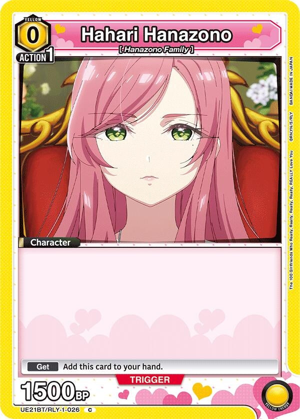 Image for Hahari Hanazono (026) (Box Topper Foil) (UE21BT/RLY-1-026) (UE21BT: The 100 Girlfriends Who Really, Really, Really, Really, REALLY Love You) (UE21BT) - Union Arena