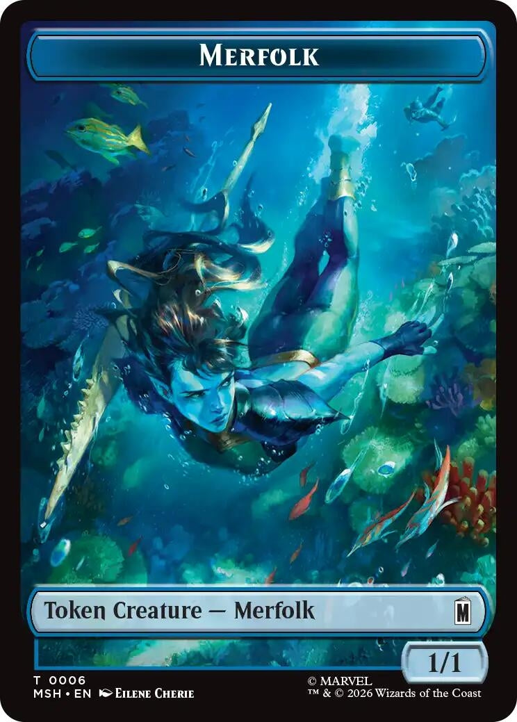Image for Merfolk // Doombot Double-Sided Token (006/018) (Marvel Super Heroes) (MSH) - Magic: The Gathering