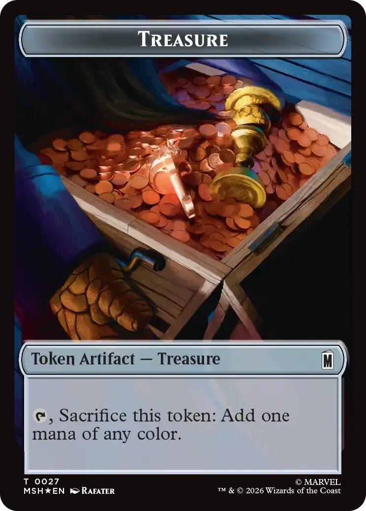 Image for Treasure (027) // Construct (030) Double-Sided Token (Surge Foil) (27 // 30) (Commander: Marvel Super Heroes) (MSC) - Magic: The Gathering