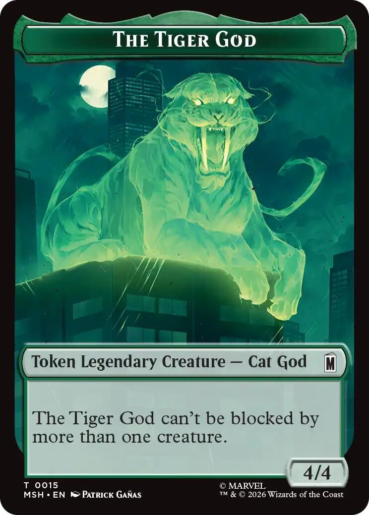 Image for The Tiger God // Sturdy Shield Double-Sided Token (015/021) (Marvel Super Heroes) (MSH) - Magic: The Gathering
