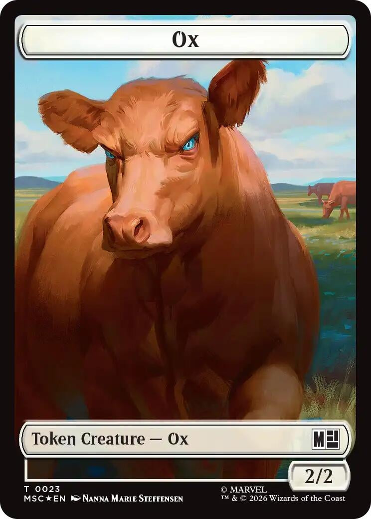 Image for Ox (023) // Construct (030) Double-Sided Token (Surge Foil) (23 // 30) (Commander: Marvel Super Heroes) (MSC) - Magic: The Gathering