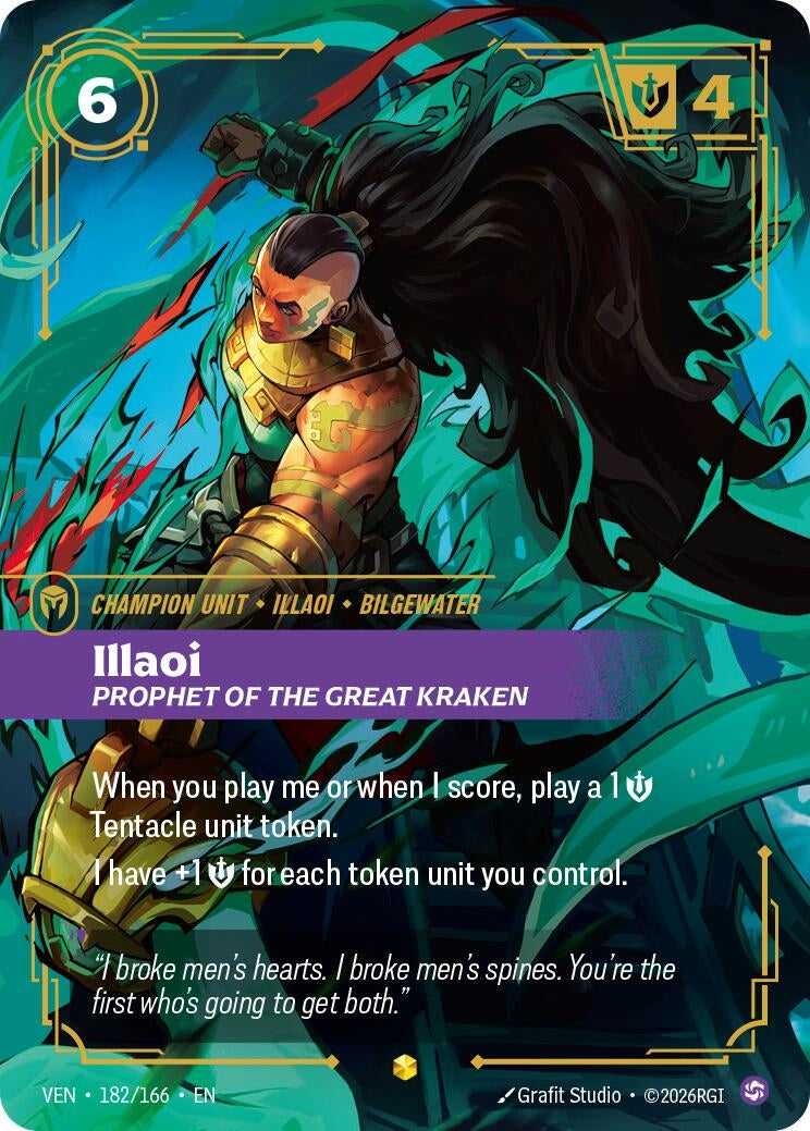 Image for Illaoi, Prophet of the Great Kraken (Overnumbered) (182/166) (Vendetta) (VEN) - Riftbound: League of Legends Trading Card Game
