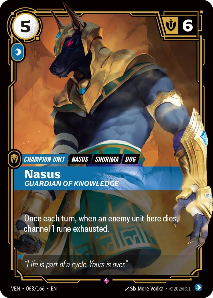 Image for Nasus, Guardian of Knowledge (063/166) (Vendetta) (VEN) - Riftbound: League of Legends Trading Card Game