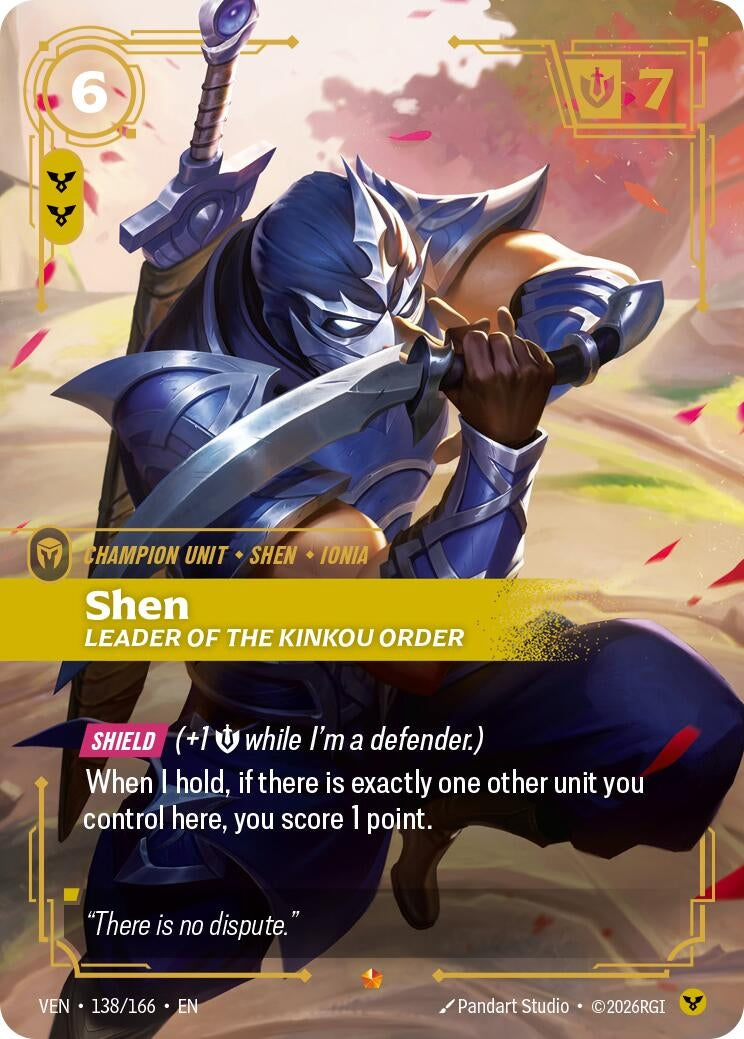 Image for Shen, Leader of the Kinkou Order (138/166) (Vendetta) (VEN) - Riftbound: League of Legends Trading Card Game