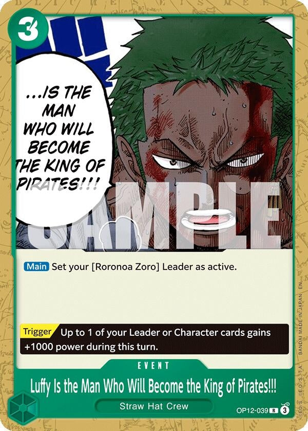 Image for Luffy Is the Man Who Will Become the King of Pirates!!! (OP12-039) (Starter Deck 32: GREEN Roronoa Zoro) (ST-32) - One Piece Card Game