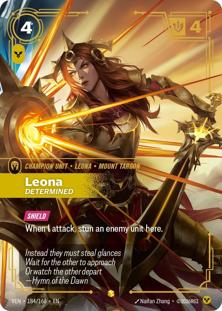 Image for Leona, Determined (184/166) (Vendetta) (VEN) - Riftbound: League of Legends Trading Card Game