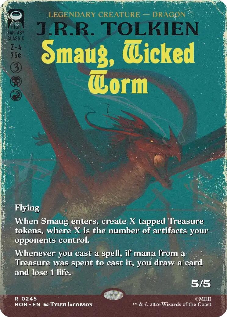 Image for Smaug, Wicked Worm (Borderless) (245) (The Hobbit) (HOB) - Magic: The Gathering