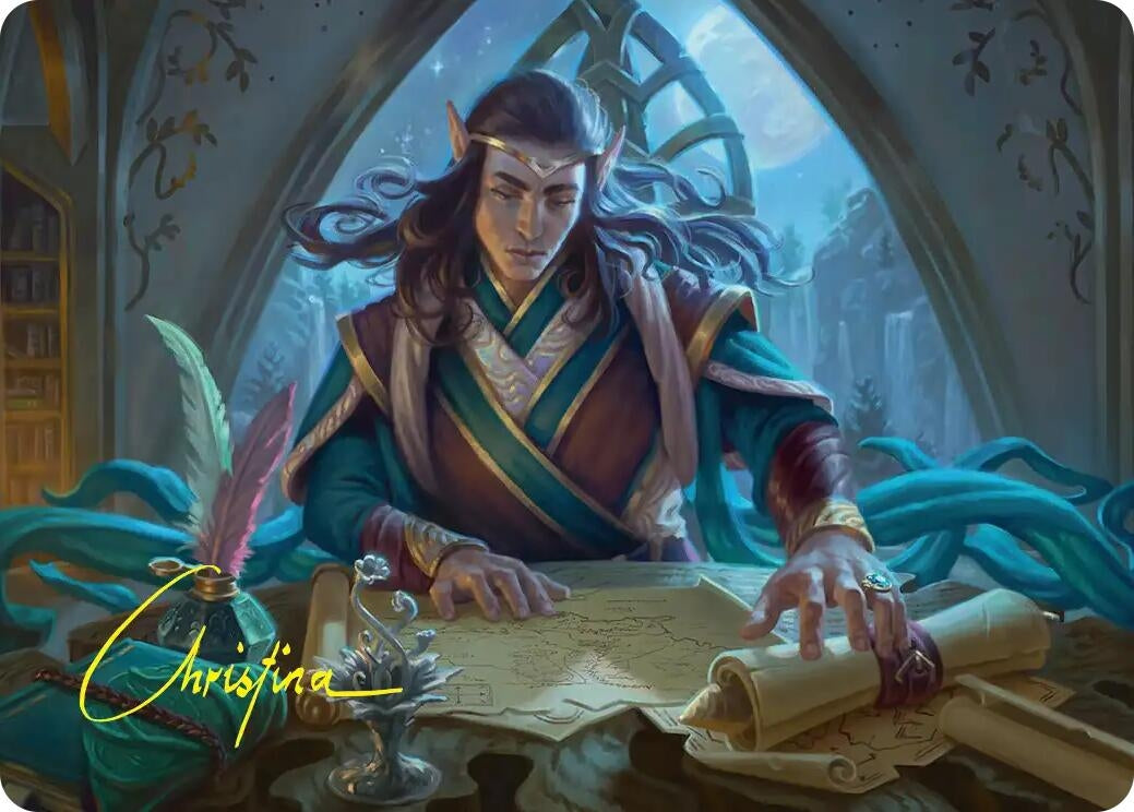 Image for Elrond, Moon-Reader Art Card (Gold-Stamped Signature) (9) (Art Series: The Hobbit) (ASHOB) - Magic: The Gathering