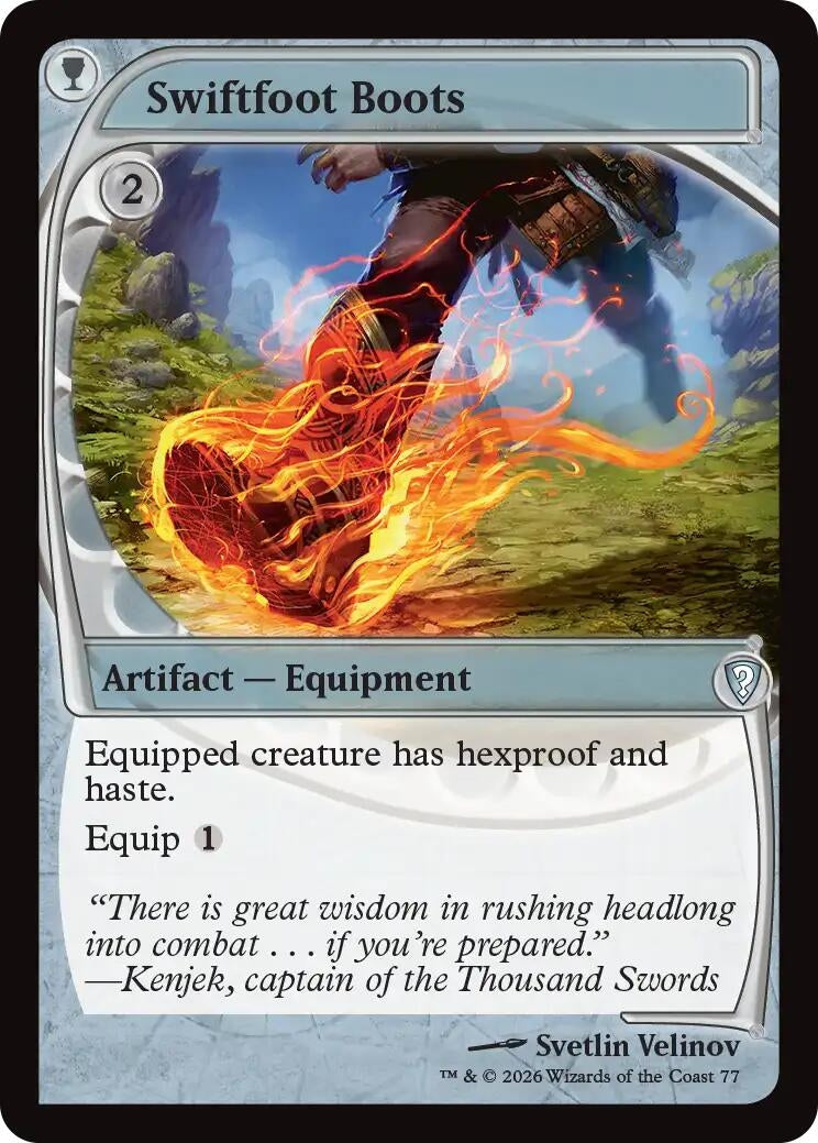 Image for Swiftfoot Boots (Future Sight) (77) (Mystery Booster Commander Edition) (MBC) - Magic: The Gathering