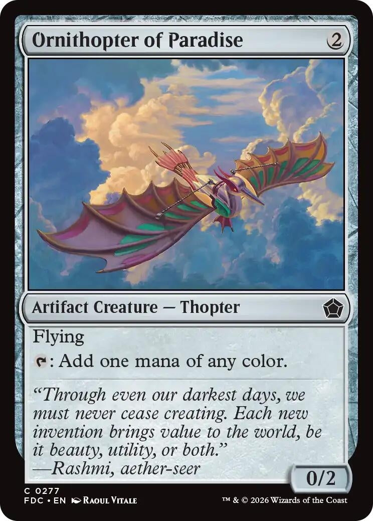 Image for Ornithopter of Paradise (277) (Commander: Foundations) (FDC) - Magic: The Gathering
